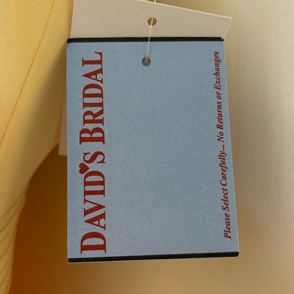 David’s Bridal Long Chiffon Highneck Canary Bridesmaid Gown - Picture 8 of 9